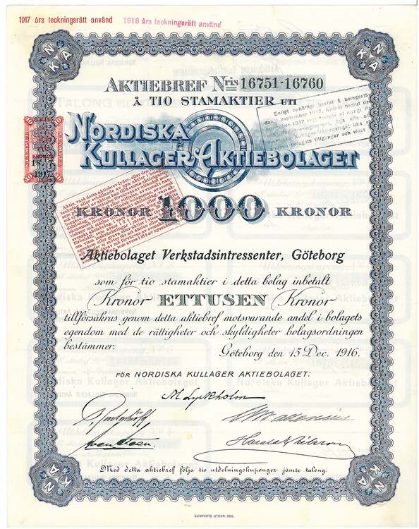 Nordiska Kullager, AB, 1.000 kr,