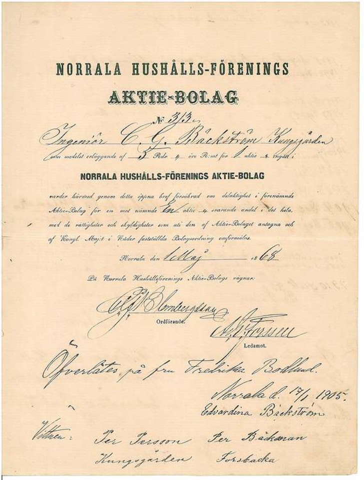 Norrala Hushålls-Förenings AB, 1868