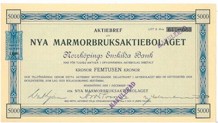 Nya Marmorbruks AB, 5000 kr