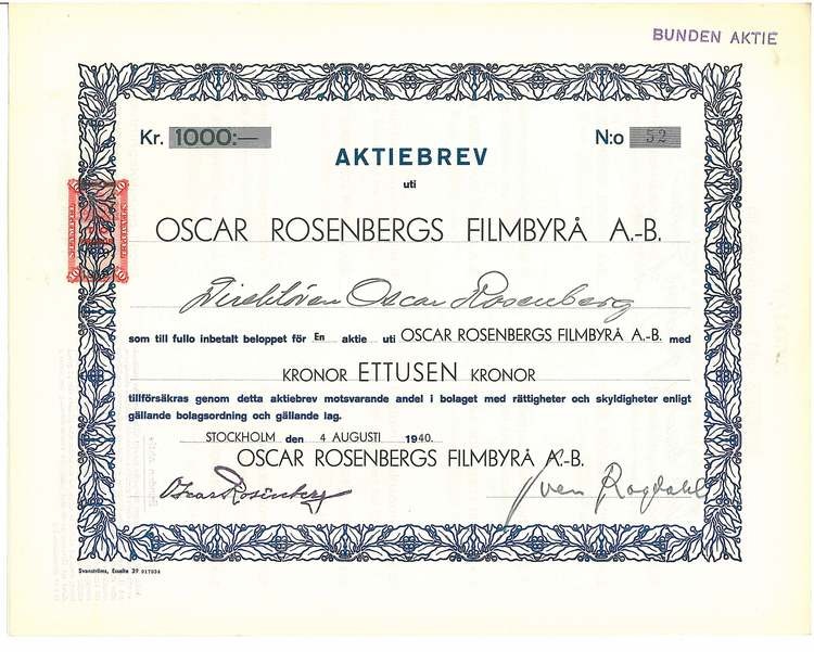 Oscar Rosenbergs Filmbyrå AB, 1000 kr