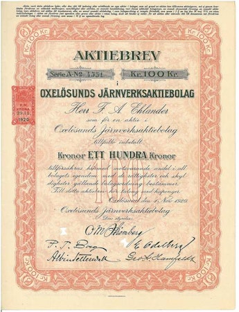 Oxelösunds Järnverks AB, 100 kr