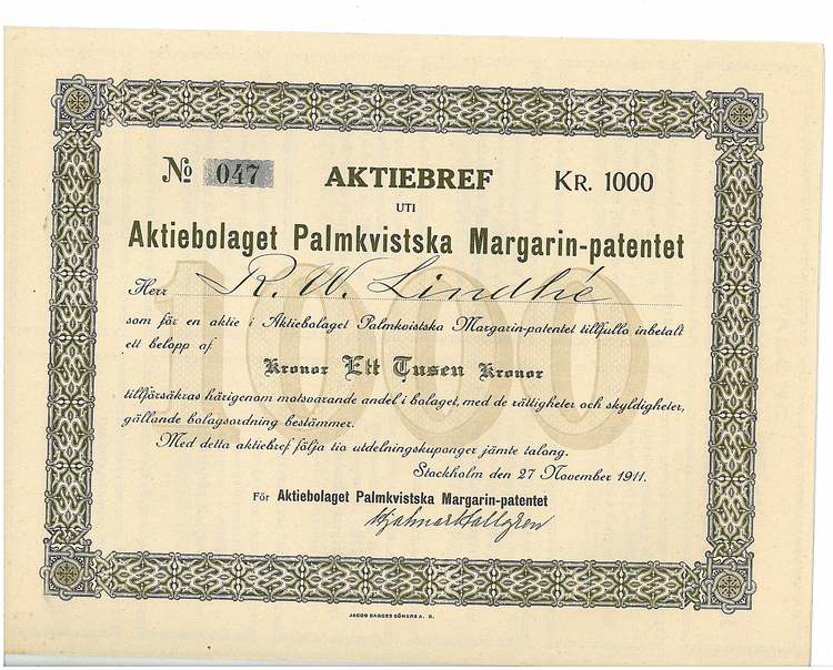 Palmkvistska Maragarin-Patentet, AB