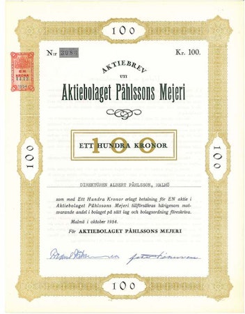 Påhlssons Mejeri, AB