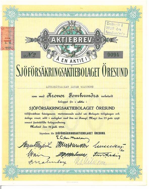 Sjöförsäkrings AB Öresund, 1950