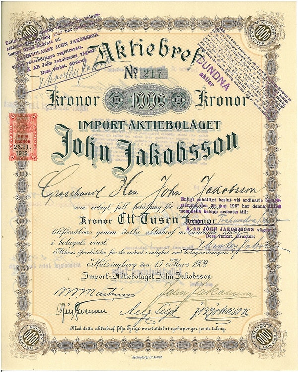 Import AB John Jakobsson, 1.000 kr