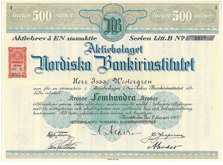 Nordiska Bankirinstitut, AB