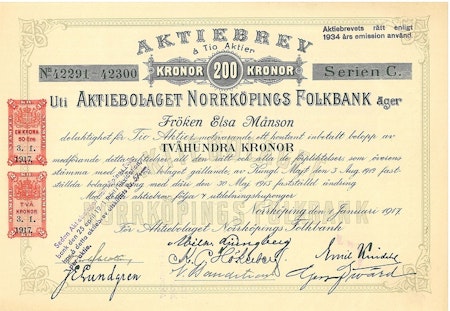 Norrköpings Folkbank, AB, 200 kr