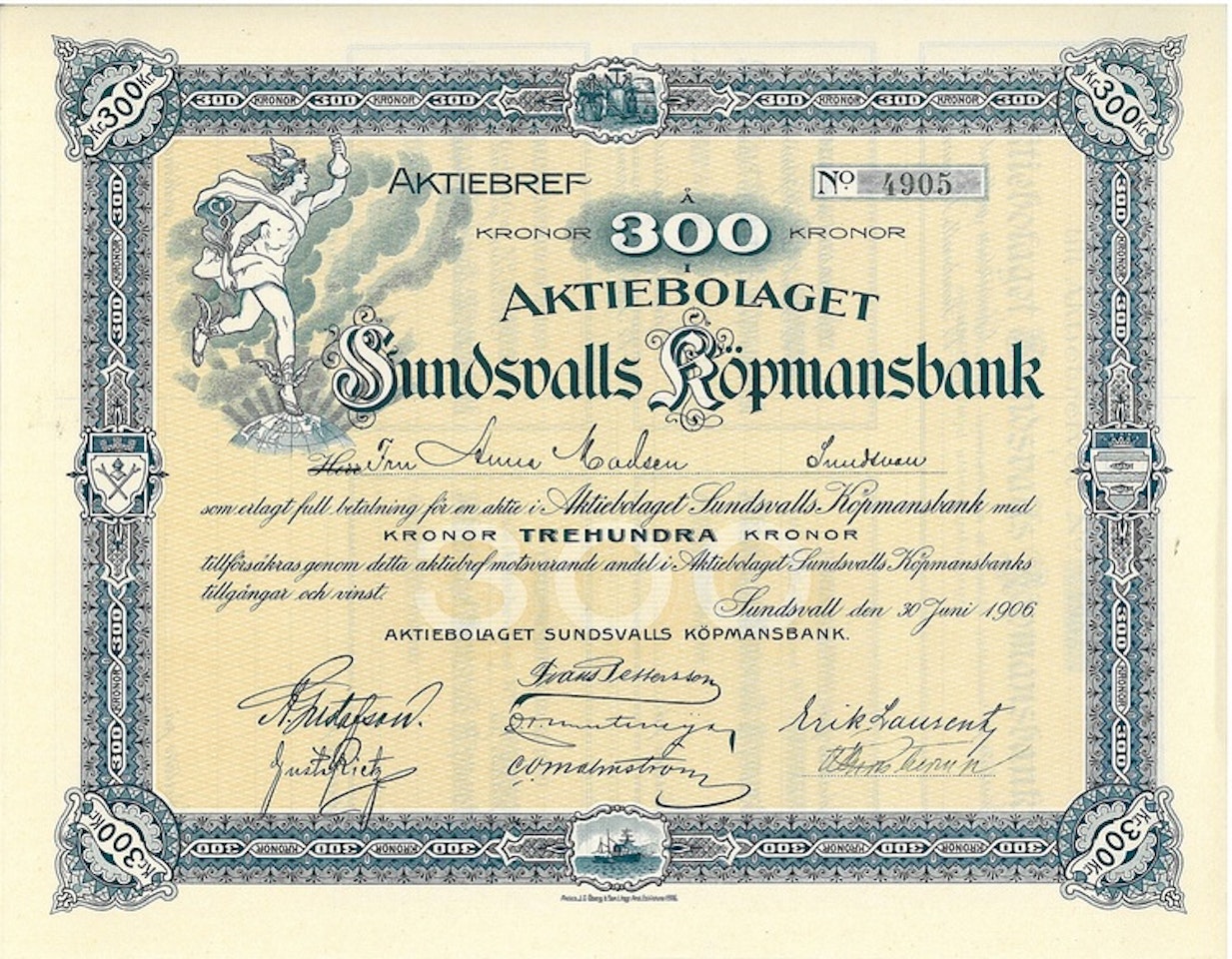 Sundsvalls Köpmansbank, AB
