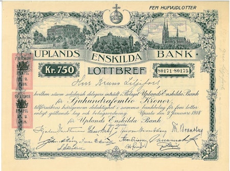 Uplands Enskilda Bank, 1918