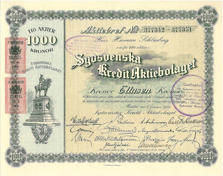 Sydsvenska Kredit AB, 1000 kr
