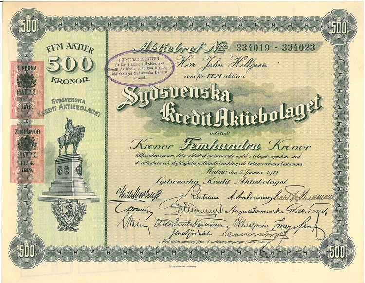Sydsvenska Kredit AB, 1919