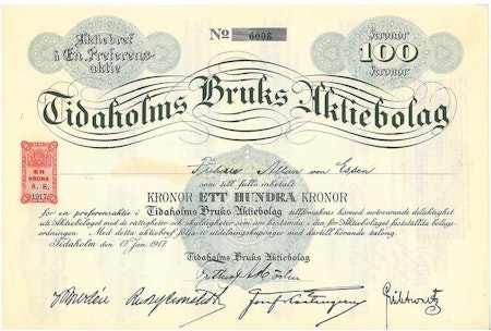 Tidaholms Bruks AB, 100 kr, 1917