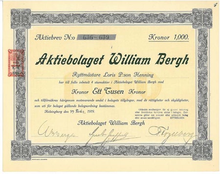 William Bergh, AB, 1000 kr