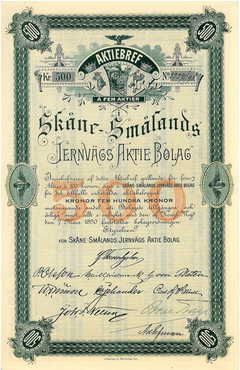Skåne-Smålands Järnvägs AB, 1890
