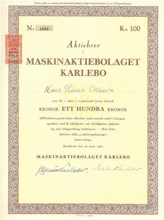 Maskin AB Karlebo, 1953