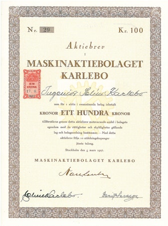 Maskin AB Karlebo, 1927