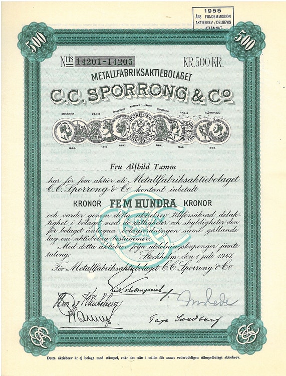 Metallfabriks AB C.C. Sporrong & Co, 1947