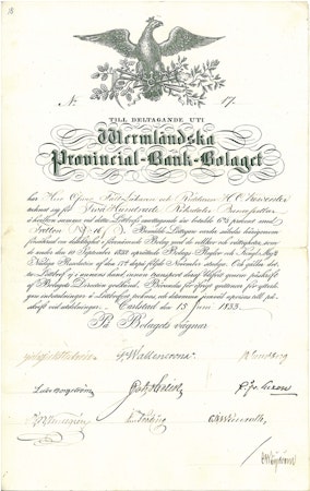 Wermländska Provincial Bank-Bolaget 1833