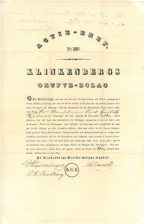 Klinkenbergs Gruve Bolag 1839