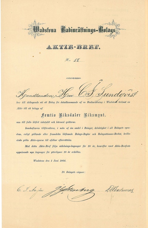 Wadstena Badinrättnings 1864