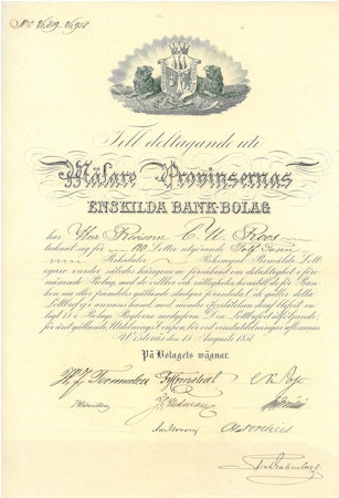 Mälare Provinsernas Enskilda Bank-bolag 1857