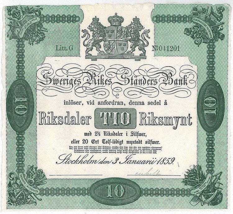 10 Riksdaler Riksmynt, 1859