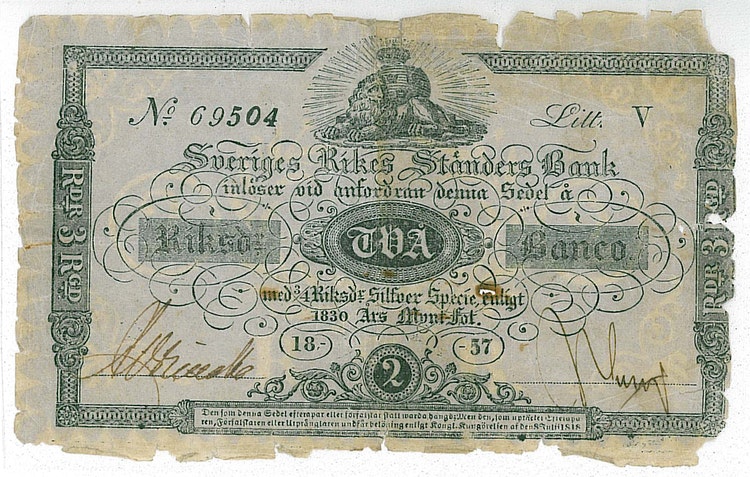 2 Riksdaler Banco, 1857