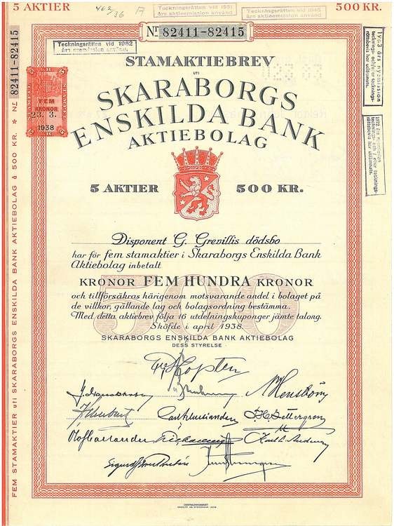 Skaraborgs Enskilda Bank, 500 kr