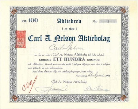 Carl A. Nelson AB, 100 kr