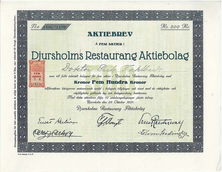 Djursholms Restaurang AB, 500 kr