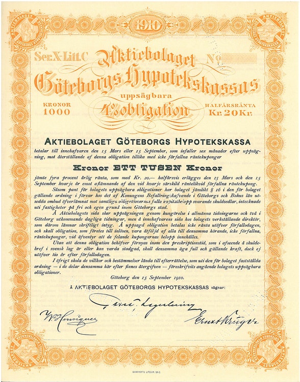 Göteborgs Hypotekskassas, AB 4% Obl.