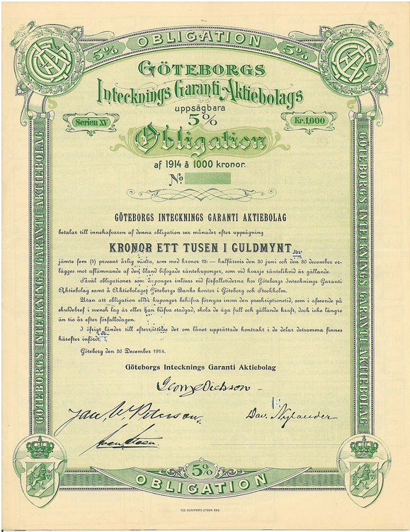 Göteborgs Intecknings Garanti AB, 5%, 1914
