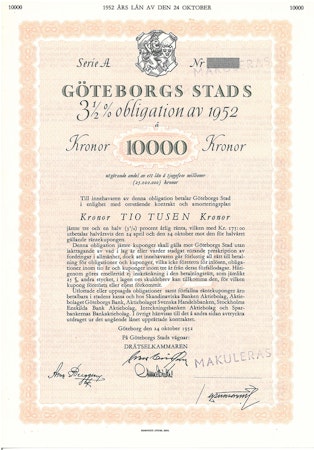 Göteborgs Stads AB, 3 1/2%, 1952