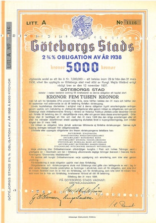 Göteborgs Stads AB, 2 3/4%, 1938