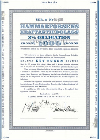 Hammarforsens Kraft AB, 3 %, 1000 kr