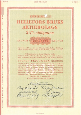 Hellefors Bruks AB, 3 1/4%, 5000 kr