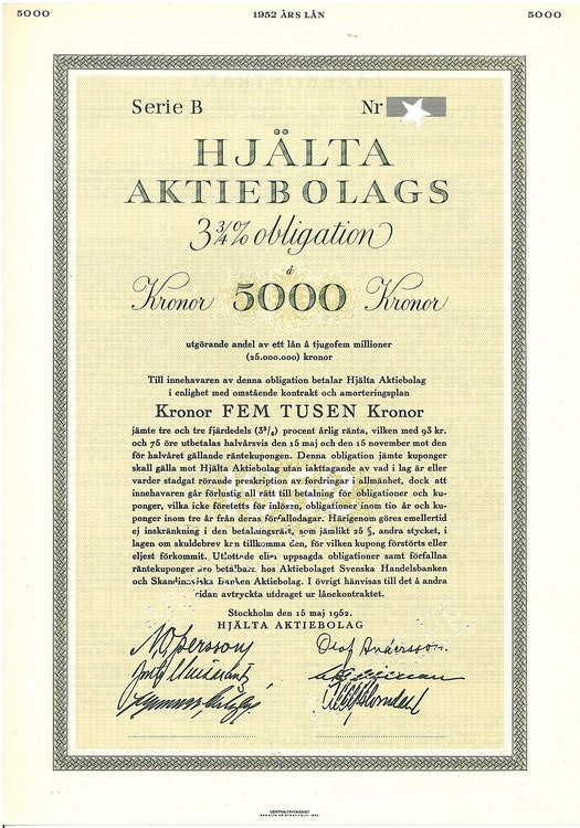 Hjälta AB, 3 1/4%, 1952