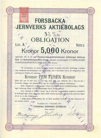 Forsbacka Jernverks AB 5 1/2% Obl.