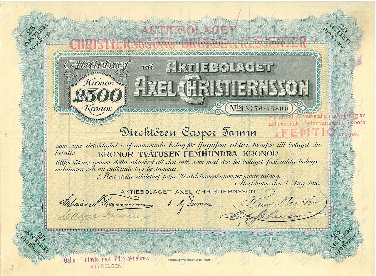 Axel Christiernsson, AB 2500 kr