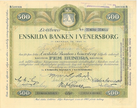 Enskilda Banken i Venersborg, 500 kr