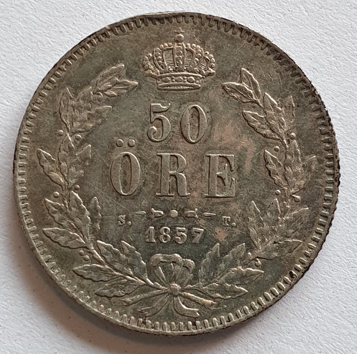Oscar I, 50 Öre 1857