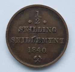 1840, Carl XIV Johan, 1/2 Skilling