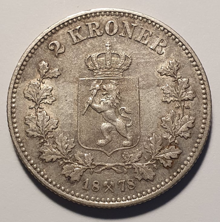 1878, Oskar II, 2 krona