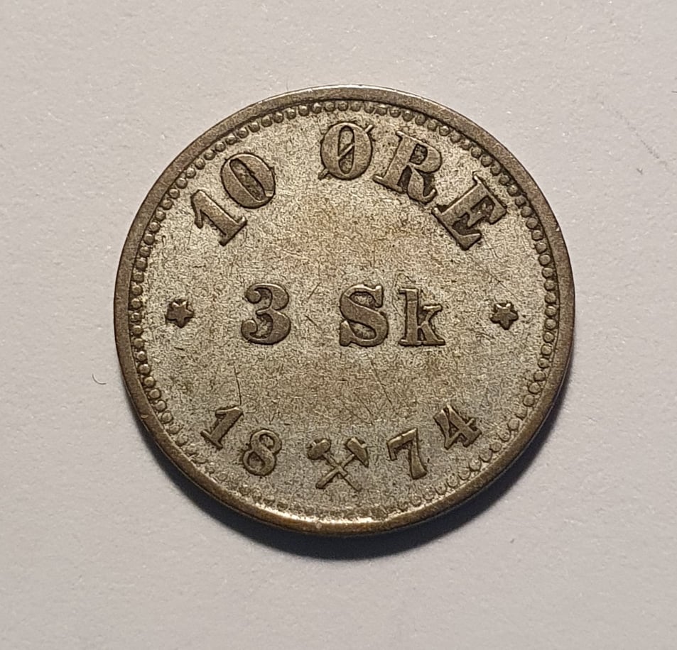 1874, Oskar II, 10 öre