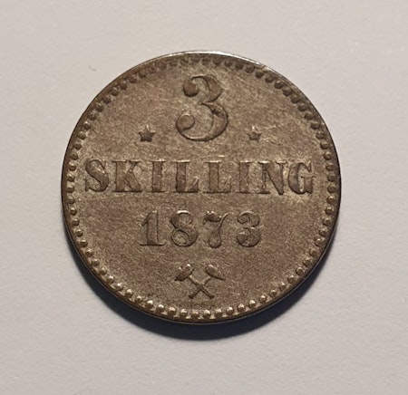 1873, Oskar II, 3 Skilling