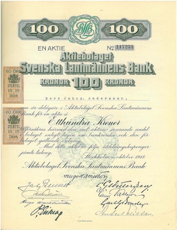 Svenska Lantmännens Bank, AB 1918
