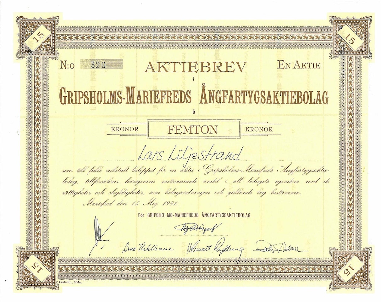 Gripsholms-Mariefreds Ångfartygs AB, 50 kr, 1981