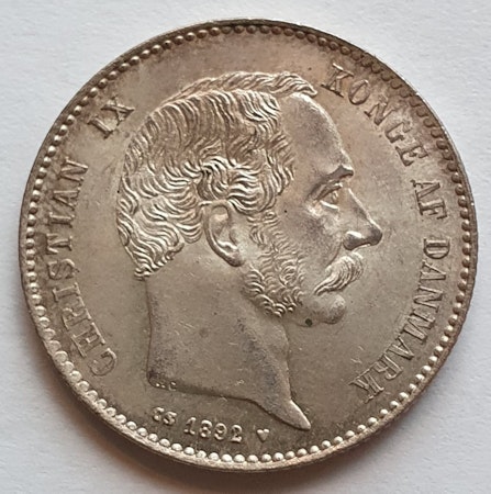 1892, Christian IX, 1 Krona