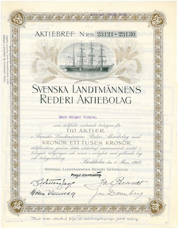 Svenska Landtmännens Rederi AB 1000 kr