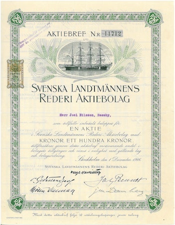 Svenska Landtmännens Rederi AB 100 kr